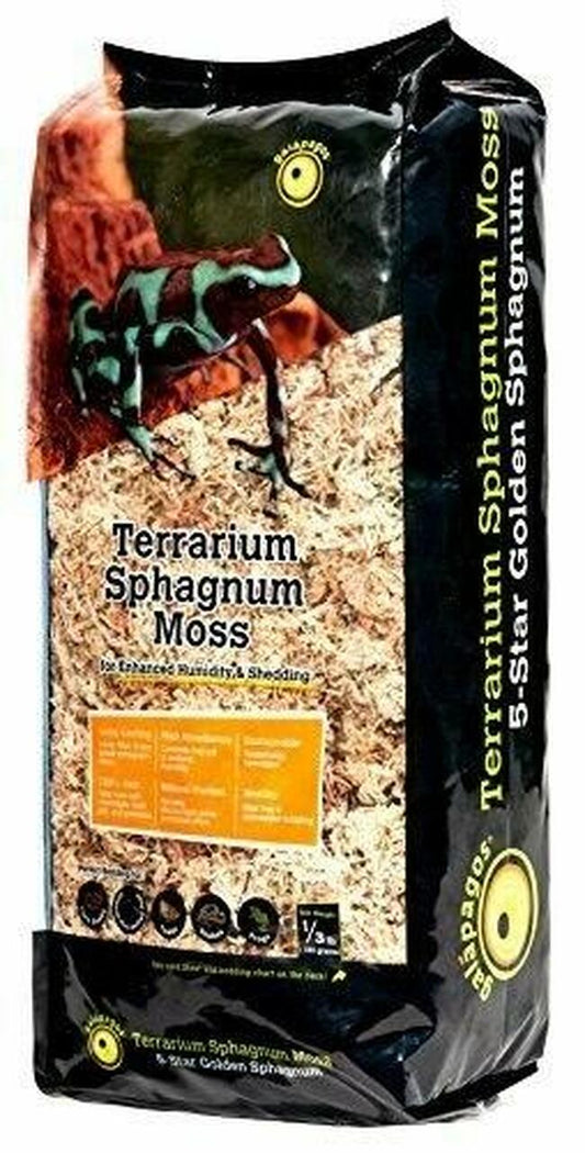 Galapagos Terrarium Sphagnum Moss 5-Star Premium Golden Sphagnum for Enhanced Humidity & Shedding 1/3 Lb.